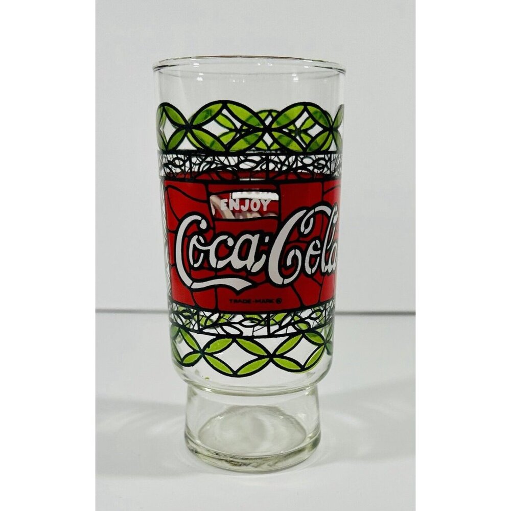Coca Cola Tumbler Stained Glass Drinking Cup Tumbler Coke Tiffany Style Vintage